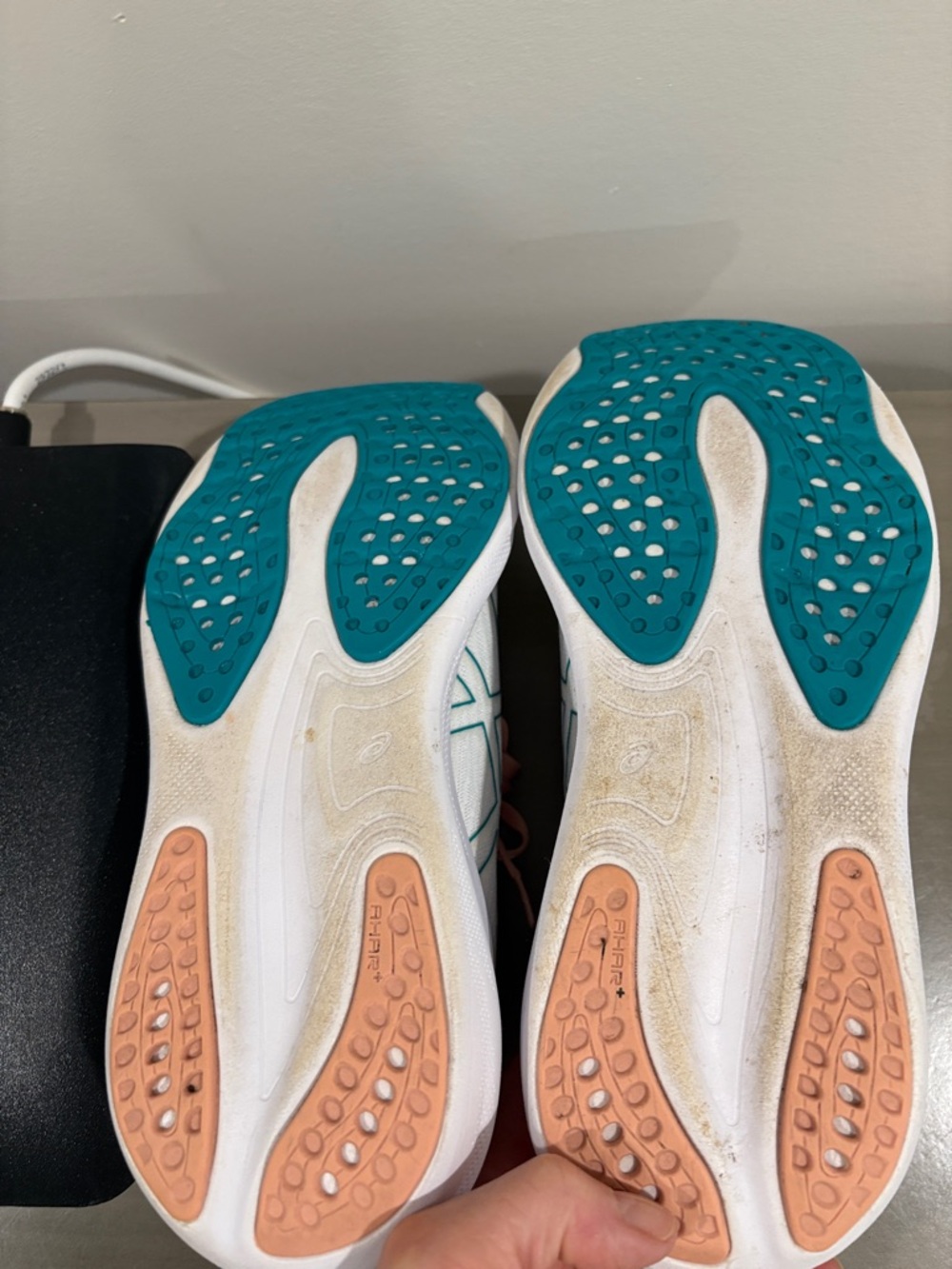 Asics White Athletic Sneakers with Teal and Coral Accents - Picture 5 of 8